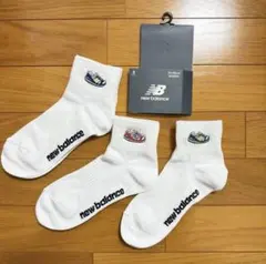 ニューバランス　靴下　ホワイト　3足セット　スニーカーソックス