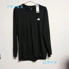adidas 黒 メンズ 長袖 Tシャツ 三本線ロゴ 新品 タグ付き 美品