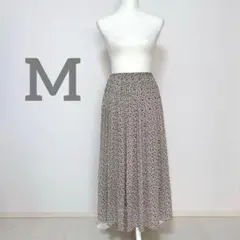 IEDIT イディット 花柄プリーツロングスカート M グレージュのサムネイル