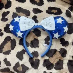青い星柄ミッキー型カチューシャ