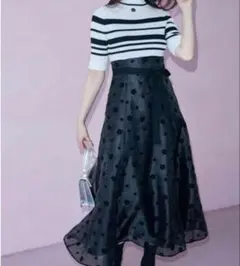 MARY QUANT マーキュリーデュオ ボーダーニット ドッキングワンピースのサムネイル