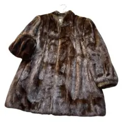 デミバフミンク　毛皮 コート　横段 デザイン　ゆったり　毛並み良好　リアルファー デミバフミンク 毛皮 コート 横段 デザイン ゆったり 毛並み良好