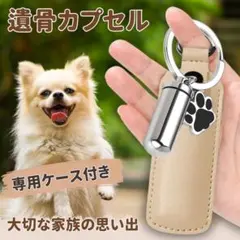 ペット メモリアルキーホルダー 犬 猫 遺骨 遺灰 ステンレス ケース ベージュ