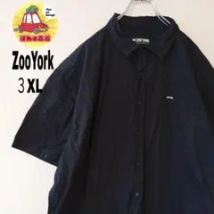 USA古着 ZooYork 半袖ボタンシャツ　３XL ブラック　HIPHOPのサムネイル