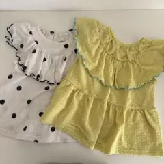 アプレレクール 90㎝ チュニック 黄色 イエロー 水玉 ドット 2枚セット