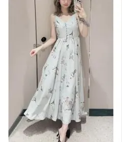 FRAY I.D ボタニカルプリントキャミソールワンピース　 ミント1Mサイズ