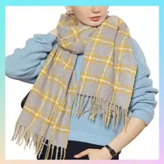 マフラー ストール 大判 チェック ひざ掛け 秋冬 フリンジ レディース 防寒