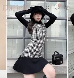 ポイントフリルチェックミニワンピース　Darich