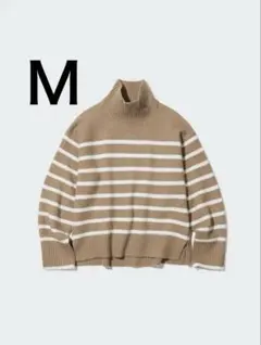 UNIQLO ユニクロ スフレヤーンハイネックセーター　ベージュ　ホワイト　Ｍ