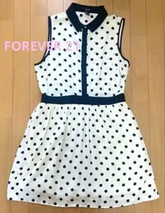 FOREVER 21✨水玉模様 ノースリーブ ワンピース【Lサイズ】