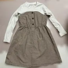 GU チェック柄 長袖ワンピース