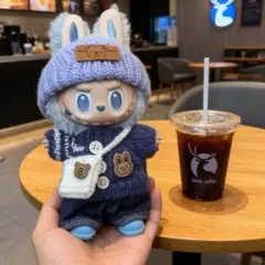 labubu洋服ラブブぬいぐるみ着17cmぬい服　着せ替え服5点セット　ブルー