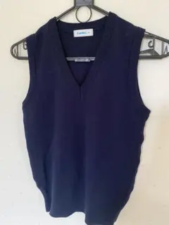 子供用ネイビー Vネック ニットベスト140