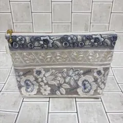 インド刺繍リボンのマチ付きポーチ No.158