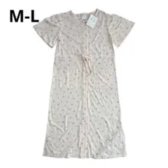 マタニティ パジャマ ウェア ピンク お花 ロング 半袖 M L ワンピース