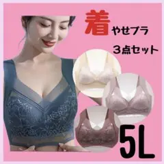着痩せブラ　5L 3点セット　シームレス　レース　ナイトブラ　ブラジャー