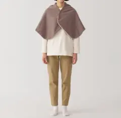 新品 無印 スナップボタン付き なめらかフリース 肩掛け ブラウン×ベージュ