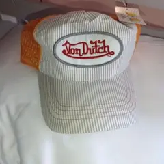 新品タグ付きVon Dutch トラッカーキャップ ストライプ オレンジのサムネイル