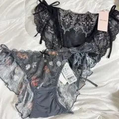 チュチュアンナ レディース　花柄　刺繍　紐ショーツ　黒　 2枚セット