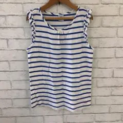 7.6 h990 プチバトー Tシャツ ボーダー柄 ノースリーブのサムネイル