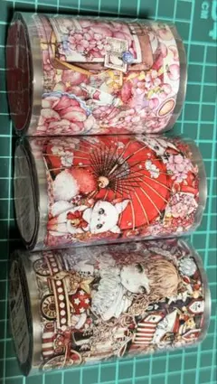 海外マステ マスキングテープ 獅子 シール 人物 装飾 3巻セット まとめ売り