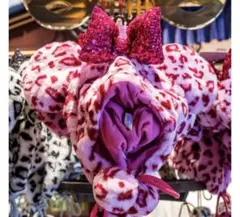 ディズニー　ファンキャップ　ヒョウ柄　ミニー