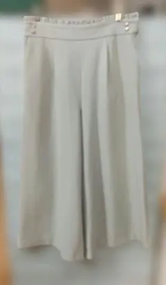 クチュールブローチ　春色ワイドパンツ　ウエストフリル　40　ミントグリーン　薄緑