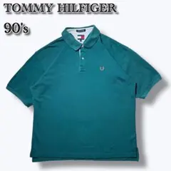 Tommy hilfiger鹿の子ポロシャツ　ワンポイント刺繍　無地　90's~