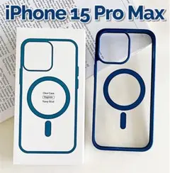 iPhone15 ProMax MagSafe対応 クリアケース ネイビーブルー