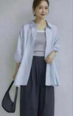 完売品 しまむら my closet 長袖シャツ ライトブルー Lサイズ 羽織りのサムネイル
