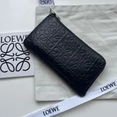 【極美品】ロエベ フラグメントケース ロゴ バイカラー レザー 本革 黒 グレー 明日は一粒万倍日】開運日に手にしたい！ロエベのクラフツマンシップが