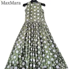 美品 白タグ】マックスマーラ マキシ丈ワンピース シルク100 Mロゴ 23
