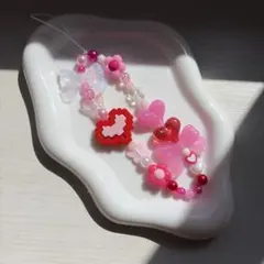 ビーズストラップ　携帯ストラップ　ピンク　韓国　y2k スクバ