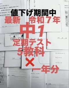 最新 令和7年 中１定期テスト 5教科 ✖️一年分　値下げ期間中のサムネイル