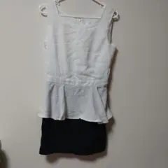 ノースリーブ ペプラム ワンピース