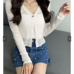 グレイル リボンボタンシアーニットカーディガン［dk1196］