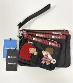 新品タグ付 レスポ×ファミリア コラボ 3連ポーチ ベア 女の子 刺繍のサムネイル