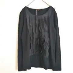 【美品】TRANS WORK トランスワーク M カットソー 黒 フリル 長袖