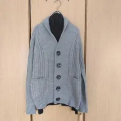 グレー ケーブル編み 長袖カーディガンハートマーケット