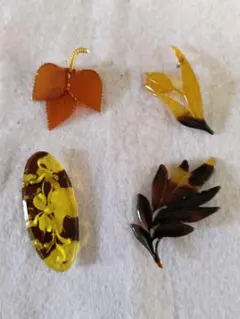 べっ甲 ブローチ 4点セット 植物モチーフのサムネイル