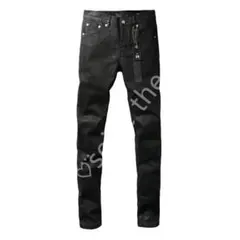 PURPLE BRAND スキニーブラックジーンズ 29サイズ Purple Brand P001 Leathered スキニージーンズ | ブラック