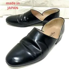 HARUTA　ガラス レザー　スポックシューズ　ブラック