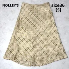NOLLEY'S ノーリーズ フレアスカート イエロー ベージュ 総柄36 Sのサムネイル