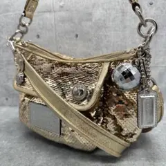 極美品 COACH 2WAY ハンドショルダーバッグ Poppy スパンコール