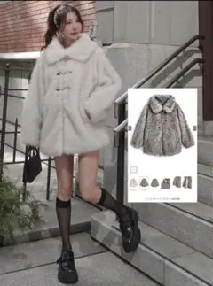 GRL ファーコート ホワイト ミドル丈