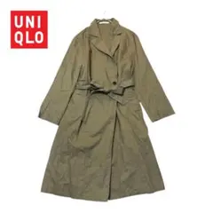 UNIQLO ユニクロ リネン混 ロングコート カーキ M ベルト付き 春