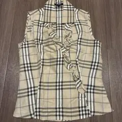 美品 BURBERRY バーバリー 総柄 ロゴ ノースリーブ シャツ UK12 - メルカリ