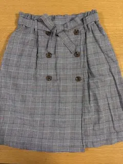 グレー系チェック ダブルボタン スカート