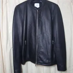 UNITED TOKYO ノーカラーシングルライダースジャケット ラムレザー 黒