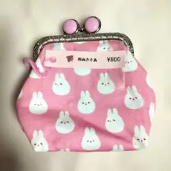 作家さんハンドメイドがま口　うさぎ柄ピンク